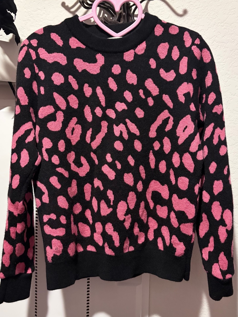 Alice + Olivia Pink and Black Leopard Sweater- S/P